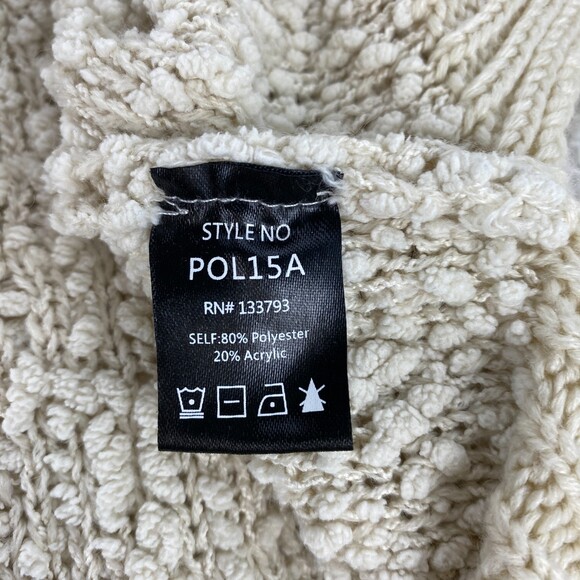 POL Large Cream Popcorn Boucle Knit Hooded Long Tunic Dress Sweater Size Large - Picture 5 of 7